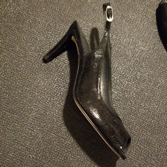 Sz 6.5Ladys open to slinky slingback black heels - Picture 3 of 7